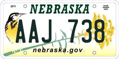 NE license plate AAJ738