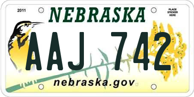 NE license plate AAJ742