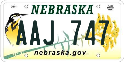 NE license plate AAJ747