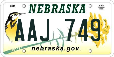NE license plate AAJ749