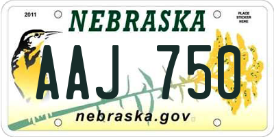 NE license plate AAJ750