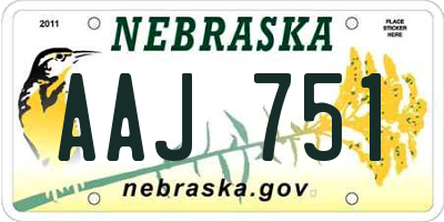NE license plate AAJ751