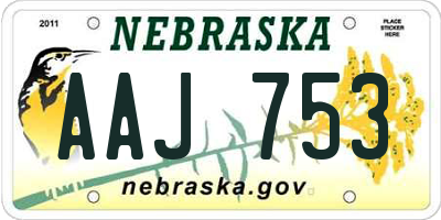 NE license plate AAJ753