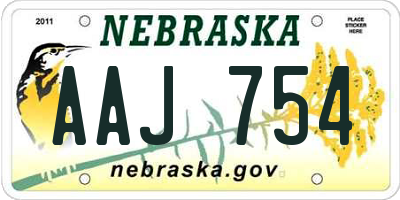 NE license plate AAJ754