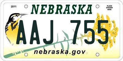 NE license plate AAJ755