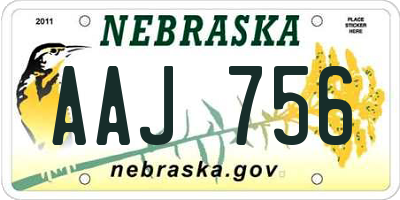 NE license plate AAJ756