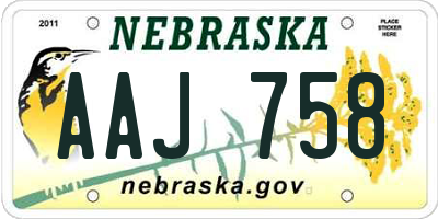NE license plate AAJ758