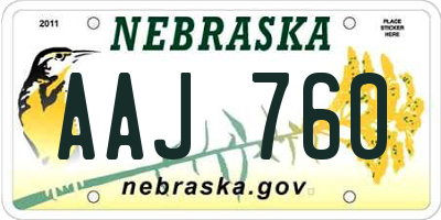NE license plate AAJ760