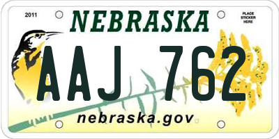 NE license plate AAJ762