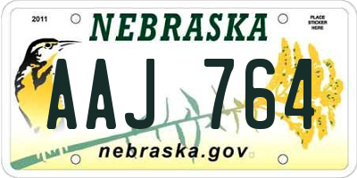 NE license plate AAJ764