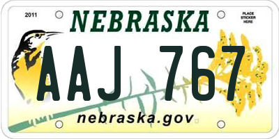 NE license plate AAJ767