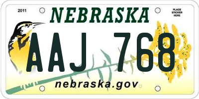 NE license plate AAJ768