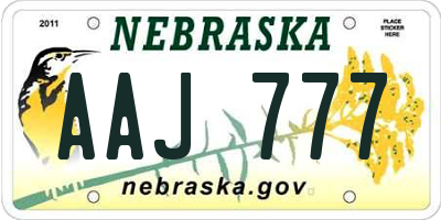 NE license plate AAJ777