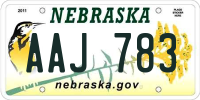 NE license plate AAJ783
