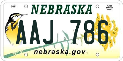 NE license plate AAJ786