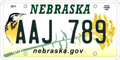 NE license plate AAJ789