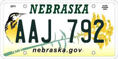 NE license plate AAJ792