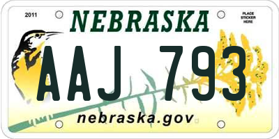 NE license plate AAJ793