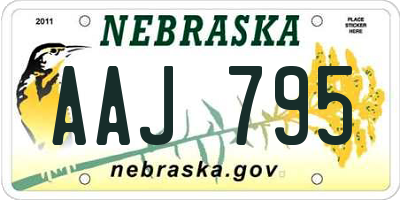 NE license plate AAJ795