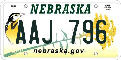 NE license plate AAJ796