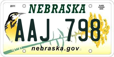 NE license plate AAJ798