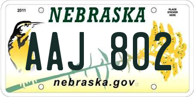 NE license plate AAJ802