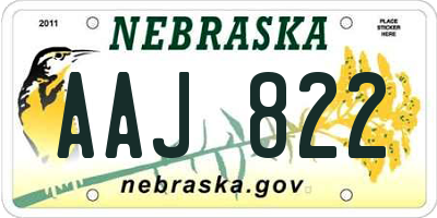 NE license plate AAJ822