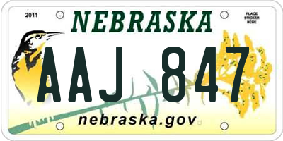 NE license plate AAJ847