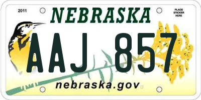 NE license plate AAJ857