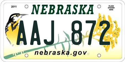 NE license plate AAJ872