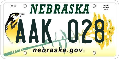 NE license plate AAK028