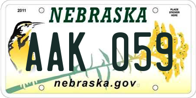 NE license plate AAK059