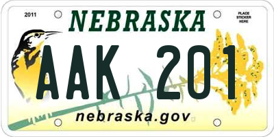 NE license plate AAK201