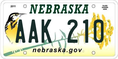 NE license plate AAK210