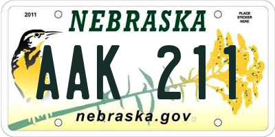 NE license plate AAK211