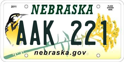 NE license plate AAK221
