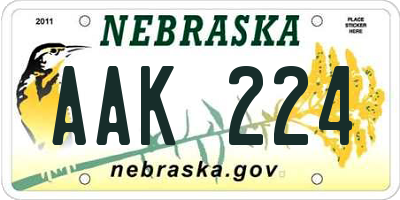 NE license plate AAK224