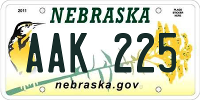 NE license plate AAK225