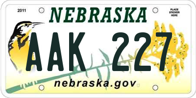NE license plate AAK227