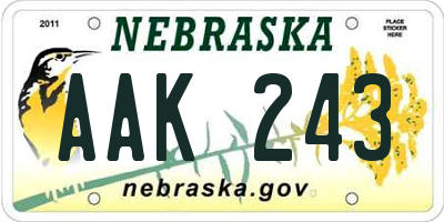 NE license plate AAK243