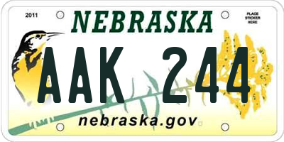 NE license plate AAK244