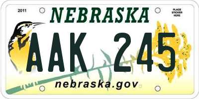 NE license plate AAK245