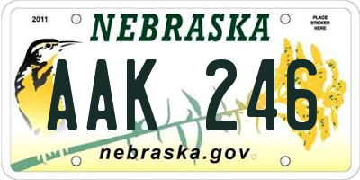 NE license plate AAK246