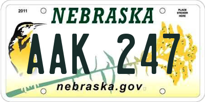 NE license plate AAK247
