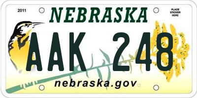 NE license plate AAK248