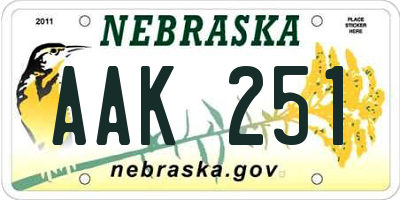NE license plate AAK251
