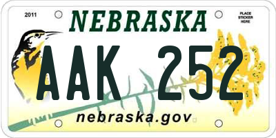 NE license plate AAK252