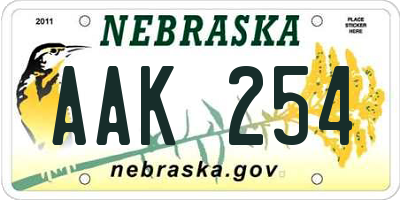 NE license plate AAK254