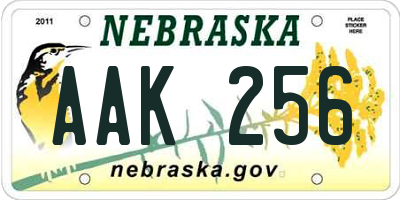 NE license plate AAK256