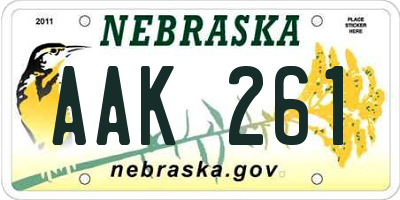 NE license plate AAK261